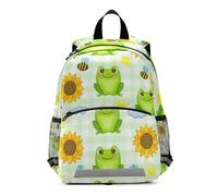 RPLIFE Toddler Girl Backpack with Leash, Green Frog Sunflower Travel Back Pack Small Kids School Backpacks 3-6 Years, Medium