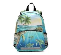 RPLIFE Toddler Girl Backpack with Leash, Sea Turtle Ocean Blue Little Kid's Backpacks Small Travel Backpack 3-6 Years Medium