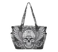 RPLIFE Tote Bag for Women, Gothic Skull Shoulder Bag with Zipper