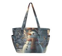 RPLIFE Tote Bag with Cup Holder, Christmas Snowman Winter Shoulder Bag