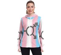 RPLIFE Transgender Transsexual Pride Symbol Flag Blue Spf Jacket Women, Upf 50+ Long Sleeve Hoodie, S-XXL, Transgender Transsexual Pride Symbol Flag Blue, X-Large