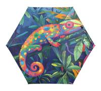 RPLIFE Travel Umbrella Windproof Compact Umbrella for Travel, Umbrellas for Backpacks/Handbags, Sun, Colorful Chameleon Jungle