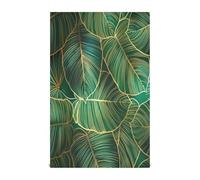 RPLIFE Tropical Leaves Gold Dark Green Teal Kitchen Dish Rags, 28x18 Inches Absorbent Printed Hand Towels, Set of 4