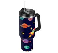 RPLIFE Tumbler with Handle and Straw 30 Oz, Stainless Steel Insulated Cups with Lids for Men Women Travel, Colorful Rockets