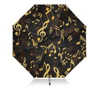 RPLIFE Umbrella, Auto Open Close Folding Umbrella Windproof, Compact Size for Backpacks/Handbags - for Travel, Musical Notes Black Gold, Musical Notes Black Gold, one size