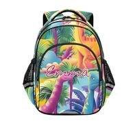 RPLIFE Vibrant Dinosaurs Kids Backpack for Girls Boys Custom Name Kids Elementary School Backpack Ages 6-12, Vibrant Dinosaurs, 15 inches, Traditional Backpacks