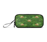 RPLIFE Vibrant Frog Tropical Green Leaves Pencil and Pen Case, Huge Pencil Case, Pencil Case for College