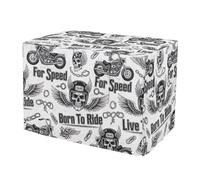 RPLIFE Vintage Motorcycle Skull Riders Dog Crate Covers Mesh Window Panels, Cage Cover for Indoor Pets, Medium