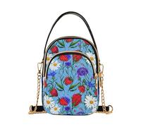 RPLIFE Vintage Strawberries Daisies Purple Blue Quilted Crossbody Purse Women Crossbody Bags for Travel
