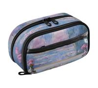 RPLIFE Water Lily Pond by Claude Monet Pencil Case for Kids Large Capacity Pencil Bag,Multi Compartment Stationery Organizer with Clear PVC Pocket