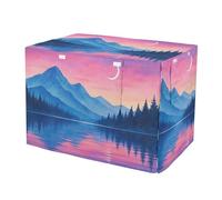 RPLIFE Watercolor Mountain Lake Tree Pet Kennel Cover with Mesh Windows, UV-Resistant Cage Cover, Large