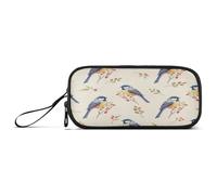 RPLIFE Watercolor Songbirds Beige Case for Pencils, Pencil Pouch with Compartments, Pencil Pouch Kids