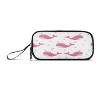 RPLIFE Whales Polka Dots White Pencil Bag, Zip it Pencil Pouch, Pencil Case Large Capacity