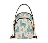 RPLIFE Whimsical Llama Teal Cacti Quilted Handbag Small Purse with Handle