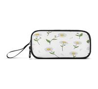 RPLIFE White Daisies Flowers Basic Pencil Bag, Pencil Bag with Compartments, Artist Pencil Bag