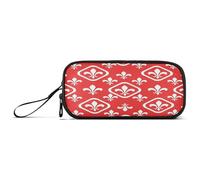 RPLIFE White Fleur De Lis Bright Red Pencil Cases, Zip Pencil Bag, Special Pencil Case