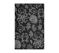 RPLIFE White Line Fish Crab Black Dish Rags and Towels Set, 28x18 Inches Absorbent Printed Hand Towels, Set of 6