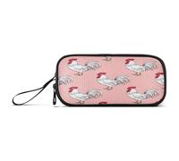 RPLIFE White Roosters Red Combs Tails Pencil Case Pack, Cloth Pencil Pouch, School Pencil Bag
