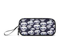 RPLIFE White Skulls Striking Blue Eye Pen Pouch Bag, Long Pencil Case, Boys Pencil Bag