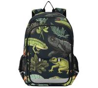 RPLIFE Wild Mushrooms with Cute Branches and Wild Flowers Kids School Backpack for Boys, Durable Backpack for Girls, A Cartoon of Different Kinds of Reptiles, One Size, Compact