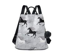 RPLIFE Winter Horse Snowflake Grey Women Backpack Purse Anti Theft Design Travel Hiking Camping Rucksack Pack