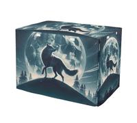 RPLIFE Wolf Dancing Moon Dog Crate Cover S-XL UV-Resistant Pet Crate Cover with Roll-up Sides, Reduces Barking, Large