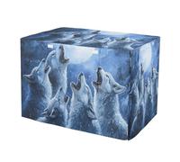 RPLIFE Wolf Moon Blue Dog Crate Cover S-XL Water-Resistant Pet Cage Cover with Openings, Reduces Barking, Large