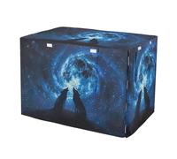 RPLIFE Wolves Howling Moon Night Space Dog Crate Cover Roll-up Sides (S-XL) Pet Cage Cover with Openings, Large
