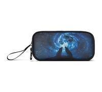 RPLIFE Wolves Howling Moon Night Space Pencil Box Case, Elastic Pencil Pouch, Large Pencil Case Big Capacity Pencil Bag
