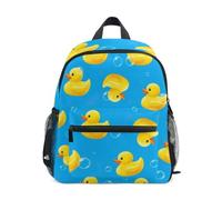 RPLIFE Yellow Ducks Blue Toddler Backpack for Boys Girls, Mini Backpack, Yellow Ducks Blue, M, Cool Soccer Print Backpacks | with Name Tag, for 3-8 Years