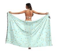 RPLIFE Yellow Polka Dot Womens Sarong Cover Up, Summer Cover Ups Women, Pool Wrap for Women, Swimsuit Sarong for Women, Teal Golden Glitter Polka Dots, Large