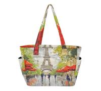 RPLIFE Zipper Tote Bag, Paris Eiffel Tower Work Totes