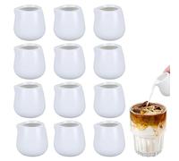 Rppiup 12 PCS Small Milk Jug, 50 ML White Ceramic Milk Jug, Mini MilkJug Without Handle, Small Gravy Jug, Reusable Milk Frothing Jug, Porcelain Syrup Server for Coffee Sauces and Creamer