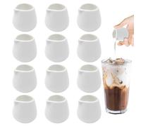Rppiup 12 PCS Small Milk Jug, White Ceramic Milk Jug, Mini MilkJug, Small Gravy Jug, Reusable Milk Frothing Jug, Porcelain Syrup Server for Coffee Sauces and Creamer (110 ML Without Handle)