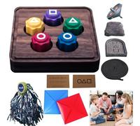 Rppiup 14 Pieces Gonggi Korean Game, Korean Traditional Play Game Gonggi Stone Set with Base, Korean Jacks, Stone Catching Game Korean Folk Game, Hand-Eye Coordination Games for Children and Adults