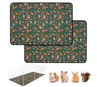 Rppiup 2 Pack Guinea Pig Cage Liner, 61*45CM Washable Guinea Pig Bedding, Absorbant Reusable Guinea Pig Accessories, Waterproof Non Slip Pet Mat for Small Animals - Chinchilla, Rabbit, Hamster, Puppy