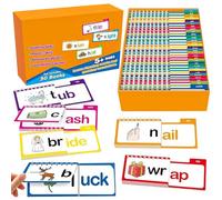 Rppiup 30 Read and Rhyme Flip Book, Phonics Flash Cards for Toddler Toys, Flipbook Kit, Word Family Bulid Books, ABC Vocabulary Educational Phonics Games, Flash Cards for Toddlers Age 1 2 3 4 5