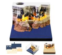 Rppiup 3D Calendar 2026, Magic 3D Castle Tear Off Calendar 2026 with Led Lights, Paper Carving Art Memo Block 3D Castle Notepad Calendars Tabs 2026, for Home Office Christmas Desktop Decoration Gift