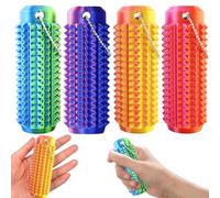 Rppiup 4PCS Little Ouchies Pain Fidget, 3D Printed Spiky Grippie Stim Keychain, Spiky Sensory Stress Reliever for Anxiety & ADHD, Portable Pocket Fidget Toys, Sensory Toy for Stress Relief & Focus