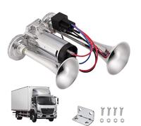 Rppiup Air Horn 12V, 600DB Super Loud Car Horn, Double Tube Train Horn with Compressor, Airhorn for Truck, Train, Car, Van (Silver)