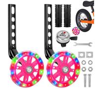 Rppiup Bike Stabilisers, Stabilisers for Children Bike Mute Flash Wheels, Kid Bikes Stabiliser for Child Bikes Bicycle Training 12 14 16 18 20 In with Adjustable Bicycle Stabiliser Mounted Kit (PINK)