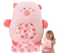 Rppiup Capybara Plush Stuffed Throw Pillow with 6 Removable Baby Capybaras, Cute Squishy Snack Pillow, Soft & Huggable Plushie Toy, Best Birthday Gift for Kids and Adults