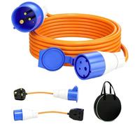 Rppiup Caravan Hook Up Cable, 10m 16A Caravan Electric Hook Up Cable with 2pcs 3 Pin Fly Lead Converter and Carrying Bag, Waterproof Electric Hook Up for Camping Motorhomes Campervan UK Plugs Orange