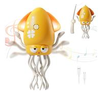 Rppiup Dancing Octopus Toy, Funny Electric Dancing Squid Toy with 7-Color Lights & Music, Smart Obstacle Avoidance Dancing Squid Baby Crawling Toys, Rechargeable Squid Gift for Stress Relief (Yellow)