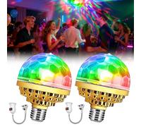 Rppiup Disco Ball Light, 2PCS Colorful Disco Lights for Parties, LED Magic Plug in Disco Light, 360° Rotating Disco Bulb RGB Strobe, Portable Sensory Lights for Home Room Parties Bar Christmas