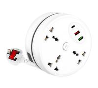 Rppiup Extension Lead With USB Slots, Security Upgrade 2.8m Plug Extension Socket With 3-Outlet Surge, 1 Pd+2 USB Ports, Rollable Retractable Travel Extension Lead, 2500w 10a Multi Power Strip