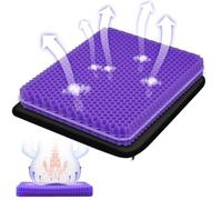 Rppiup Gel Seat Cushion, Double Thicken Honeycomb Cushion with Ice Non-Slip Cover, Gel Cushion for Sitting with Relieving Back Coccyx Pain Pressure (purple Square 40 * 35 * 2.4)