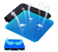 Rppiup Gel Seat Cushion, Double Thicken Honeycomb Cushion with Ice Non-Slip Cover, Gel Cushion for Sitting with Relieving Back Coccyx Pain Pressure, Soft Sitter For Home Office Car (Square 40*35*2.4)