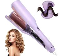Rppiup Mermaid Hair Waver, Wave Curling Iron with 4 Temperature Control, 15s Rapid Heating French Wave Curling Iron for Women, V Shaped Beach Waver Hair Curler for Short/Medium/Long (32mm Purple)