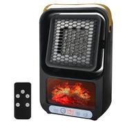 Rppiup Mini Electric Heater, PTC Energy Efficient Electric Fireplace, Portable 2 Wind Modes 800w Electric Fires Free Standing with 15-32°C Variable Thermostat, Remote, Led Display & Timer for Indoor
